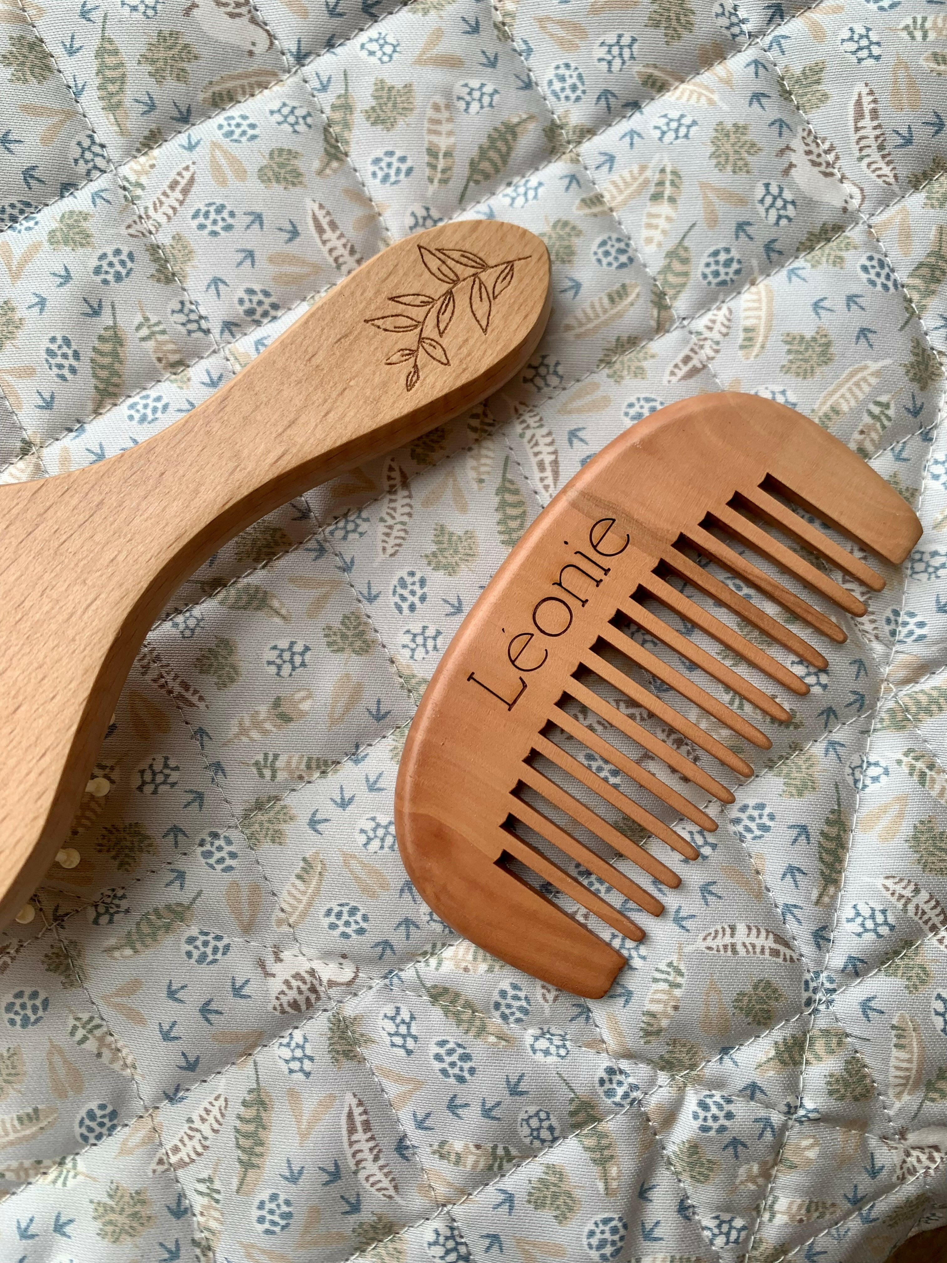 Baby Brush Set for gift baskets. Beech wood and 100% natural goat hair. Baby Bath Brush. Ships to Canada & US Duty Free