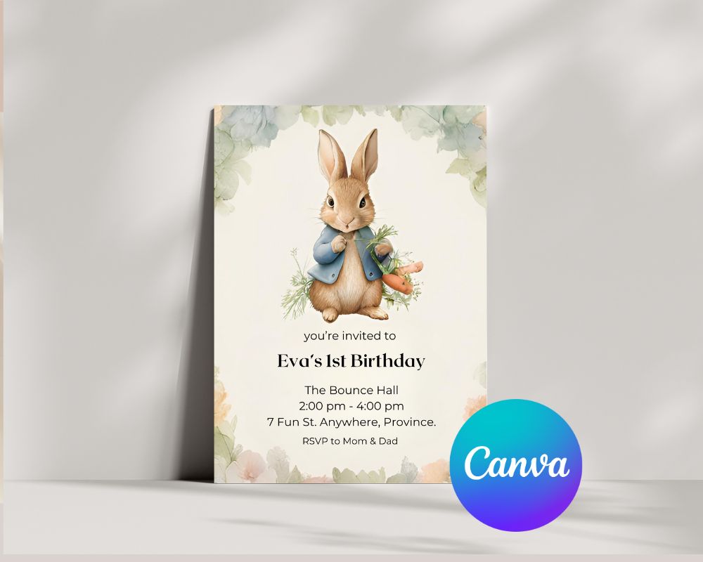 Peter Rabbit-Inspired Editable Invitation – Instant Download!