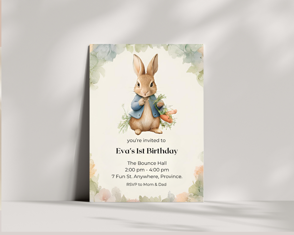 Peter Rabbit-Inspired Editable Invitation – Instant Download!