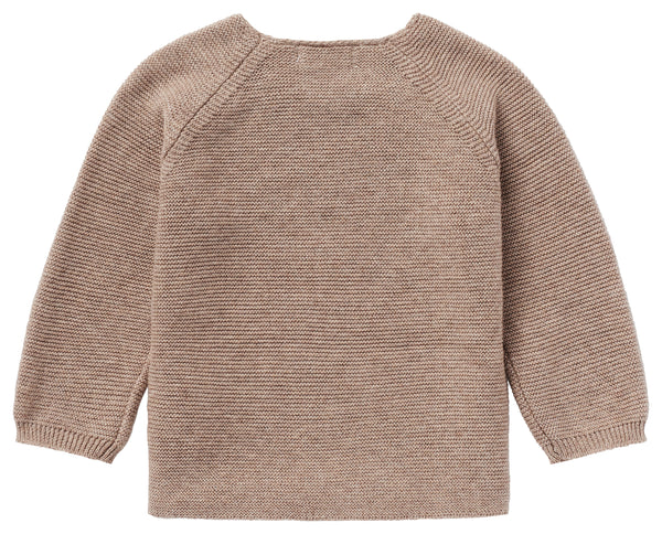 GOTS noppies Taupe Baby Cardigan Sweater. Matching Pants. Neutral Mama inspired outfit for baby. Gender Neutral Gifting. Made in Germany. Free Shipping over $100 in Canada and United States. Duties Included.