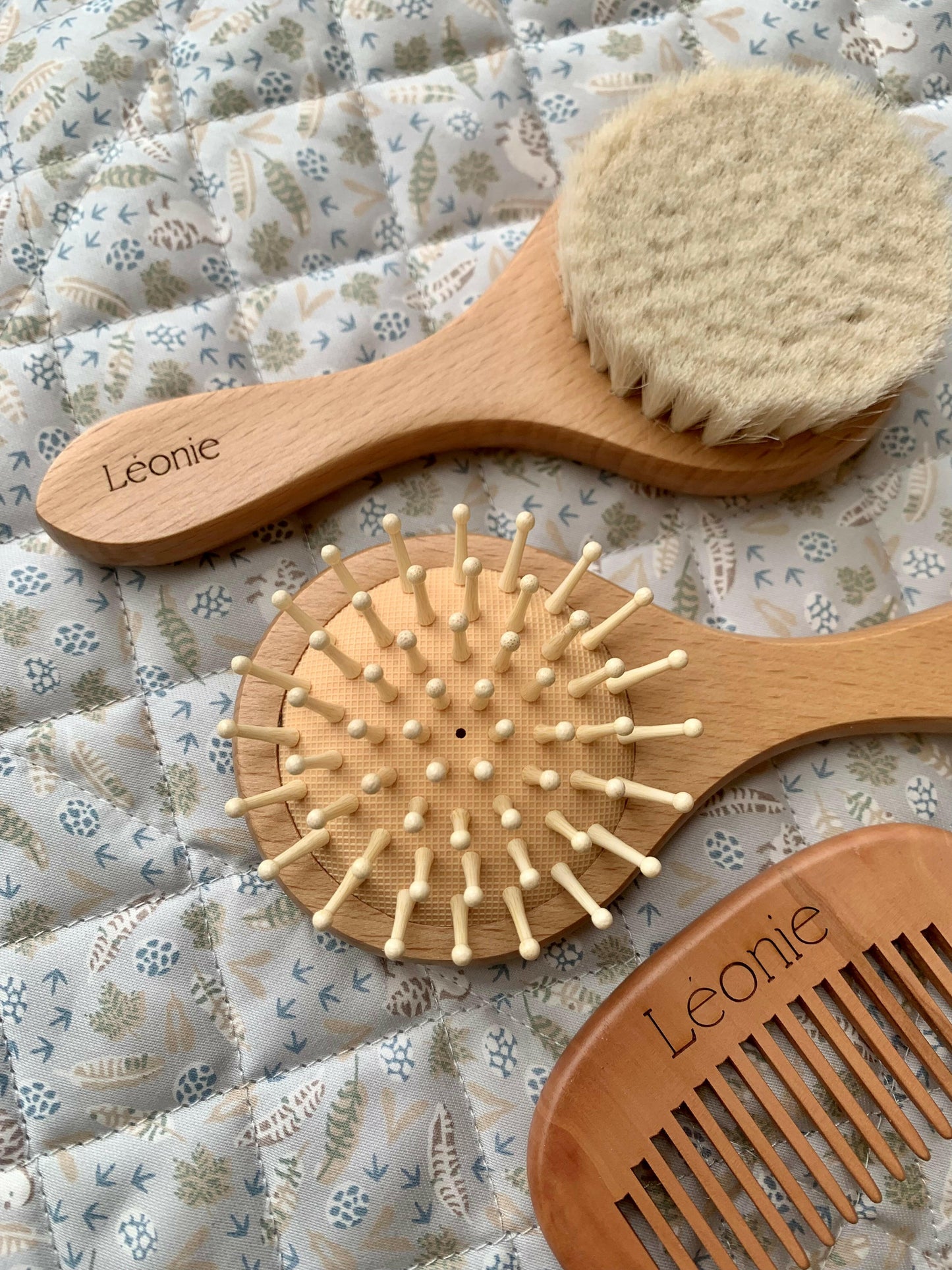 Baby Brush Set for gift baskets. Beech wood and 100% natural goat hair. Baby Bath Brush. Ships to Canada & US Duty Free