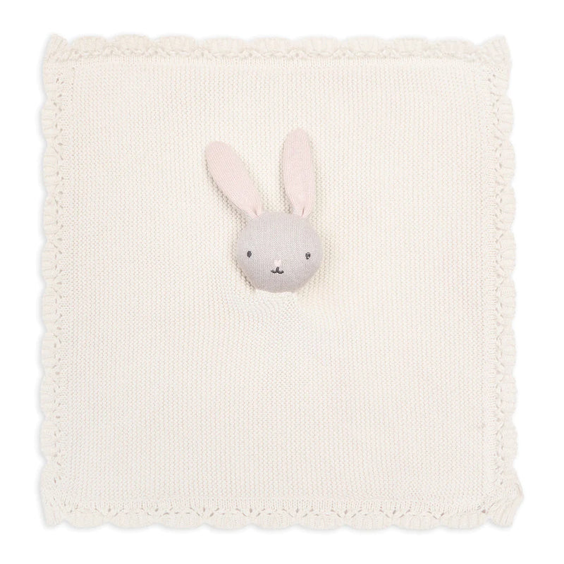 Made from organic cotton and organic dyes, our bunny&nbsp;cuddle cloth&nbsp;is soft on your little one's skin and kind to the environment. The recycled polyester filling means this toy is lightweight and&nbsp;the knitted cloth gives a sensory element whilst being&nbsp;soothing and snuggly. Ships to Canada & US duty free.