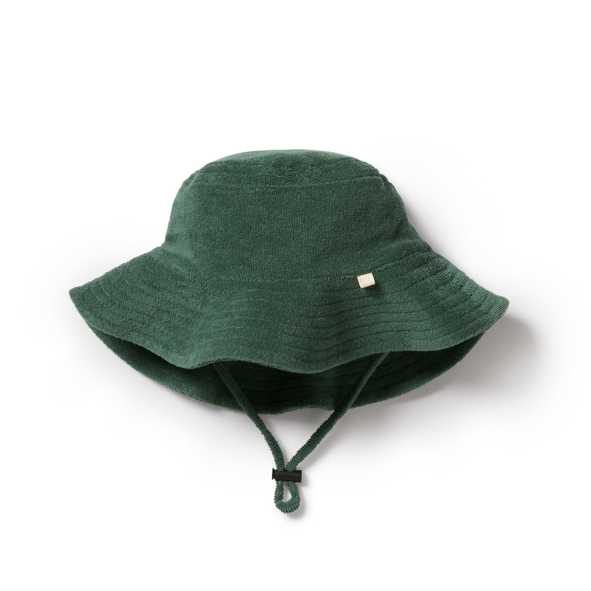 Elevate your little one's wardrobe with the adorable 'Allo' Baby Terry Cloth Green Bucket Hatfrom Wilson & Frenchy. Crafted with soft terry cloth fabric, this charming tee features the word 