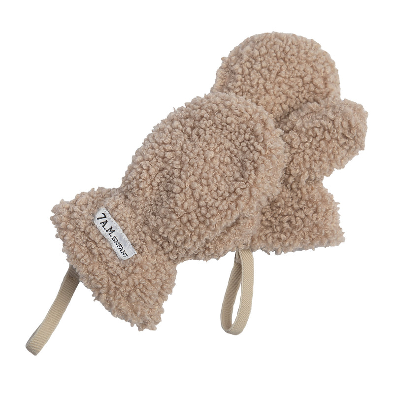 MITTENS OATMEAL TEDDY - 0-6M