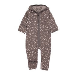 Cozy and comfy, this airy jumpsuit will keep your tiny tot snug and dry. It has fold-over mitts, a convertible footie, and Bambi print. Featuring a hood with ears, a zipper front, and crafted from merino wool, it's perfect for indoor or outdoor wear. Originating in Denmark and made in Poland, it's 100% OEKO-tex certified merino wool. Size chart is as follows: 2-4 months = 56/62, 6-9 months = 68/74.

Ships to Canada and USA duty free