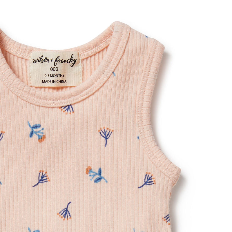 Baby Girl Ruffle Floral Bodysuit. Wilson & Frenchy. 100% Organic Cotton. Pink. Ships to Canada and US Duty Free. On Sale.