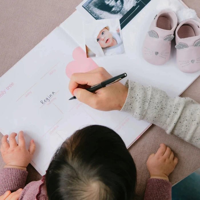 Linen Baby Book | Ink Pad Footprint