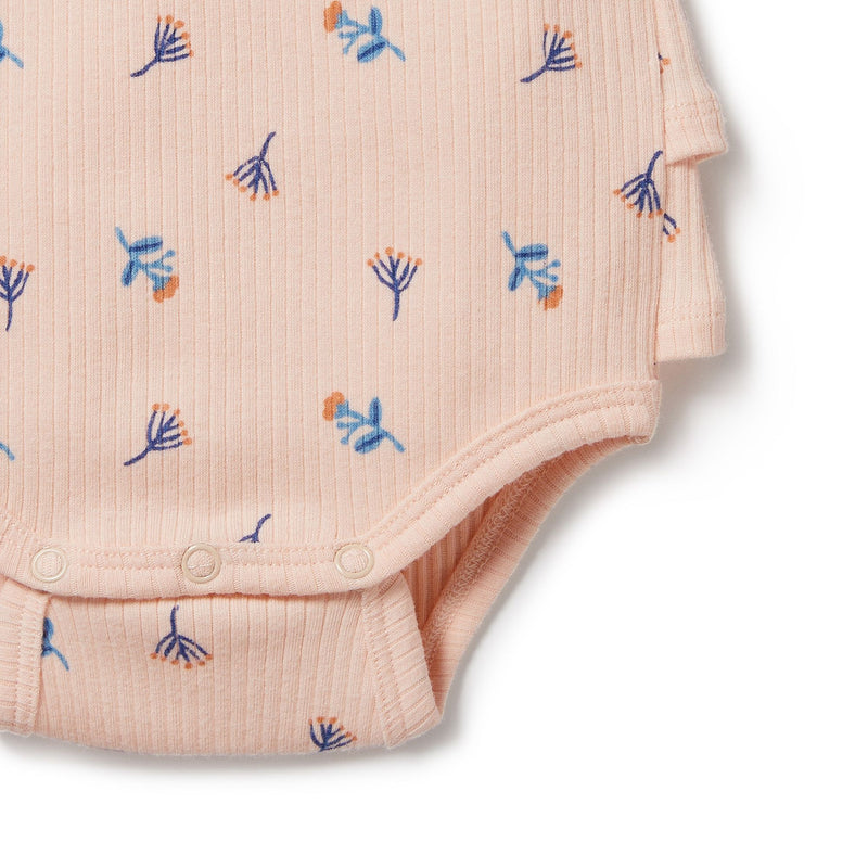 Baby Girl Ruffle Floral Bodysuit. Wilson & Frenchy. 100% Organic Cotton. Pink. Ships to Canada and US Duty Free. On Sale.