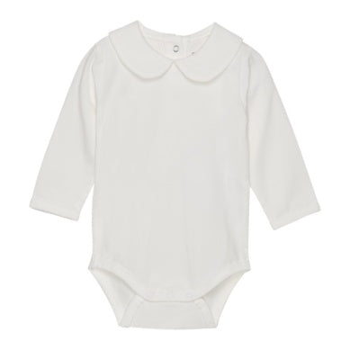 White Collar Cotton Baby Bodysuit. Peter Pan Style. Wimbeldon Baby Fashion. Ships to Canada and the US Duty Free