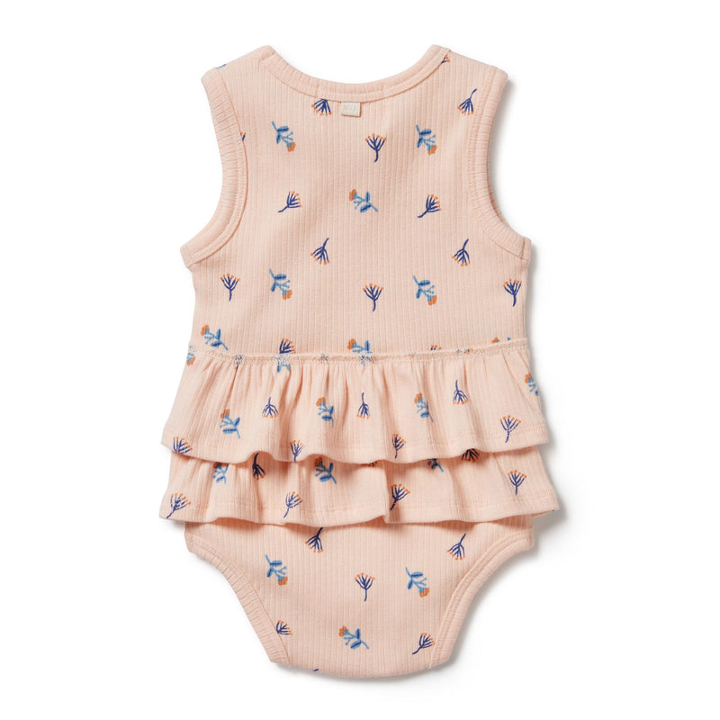 Baby Girl Ruffle Floral Bodysuit. Wilson & Frenchy. 100% Organic Cotton. Pink. Ships to Canada and US Duty Free. On Sale.