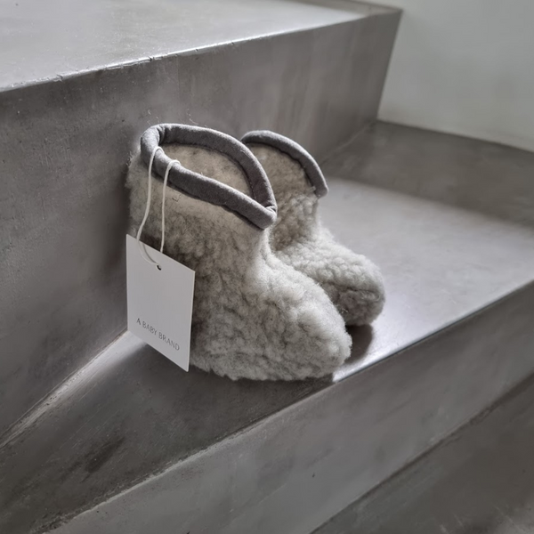 Wool Pile Booties - Grey